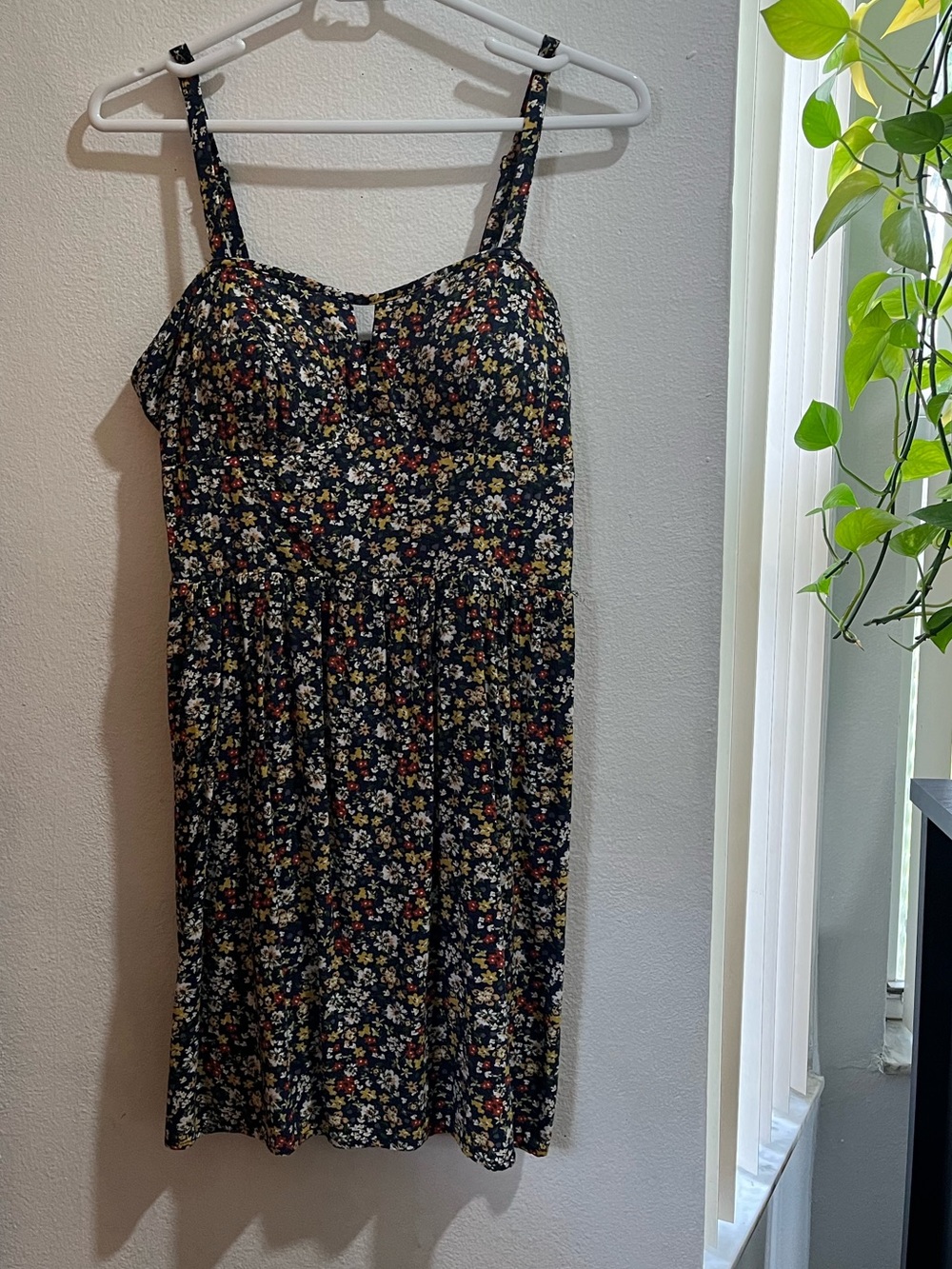 AUW Floral Babydoll Mini Dress | Navy Ditsy Floral Sundress | Cottagecore Style